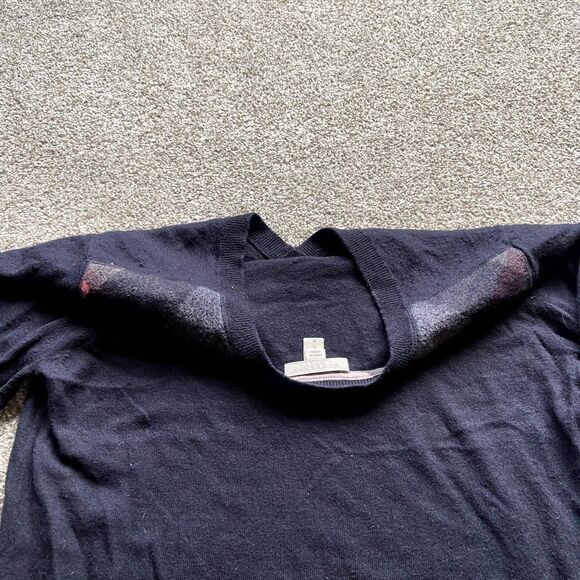 BURBERRY BRIT BLACK CHECKERED V NECK CASHMERE SWEATER SZ SMALL - Picture 6 of 8